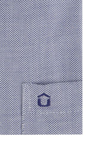 business overhemd Ledub Modern Fit blauw geprint katoen normale fit 