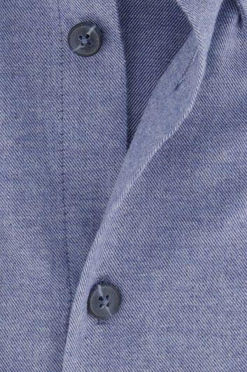 business overhemd Ledub blauw effen katoen normale fit 