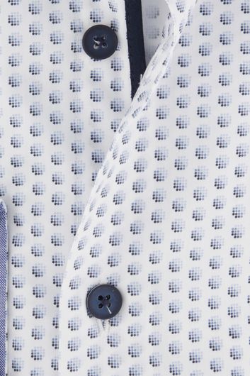 business overhemd Ledub wit geprint katoen normale fit 