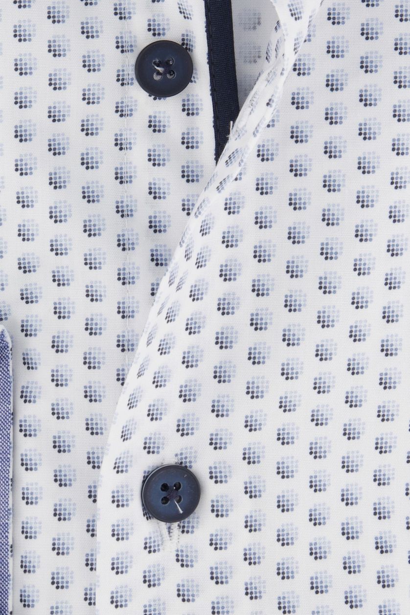 Ledub overhemd wit met print katoen normale fit