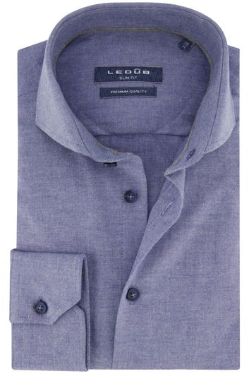 Ledub business overhemd Slim Fit blauw effen katoen