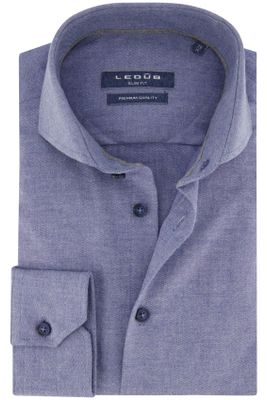 Ledub Ledub zakkelijke overhemd Modern Fit blauw effen katoen normale fit