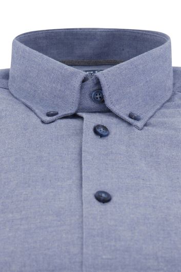business overhemd Ledub blauw effen katoen slim fit 