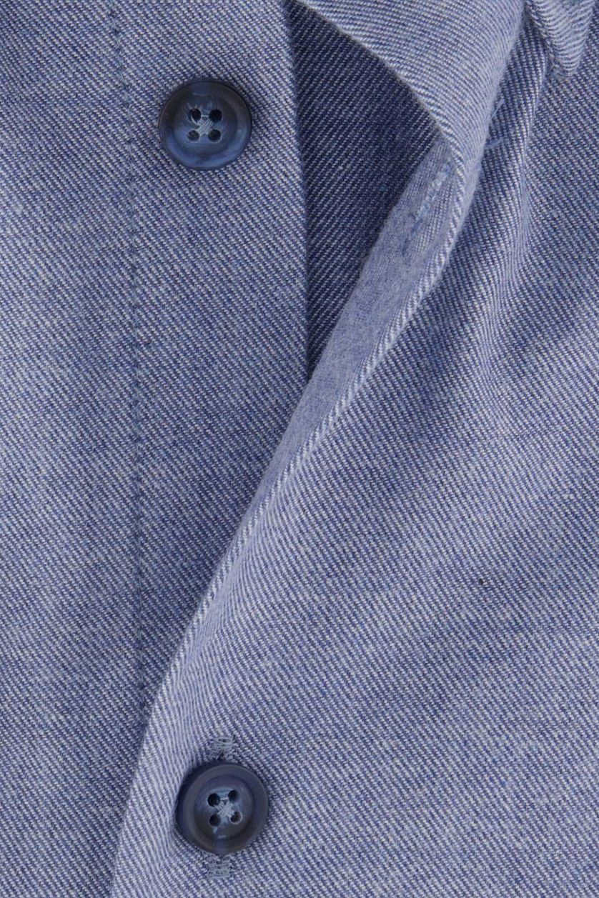Ledub business overhemd blauw effen katoen slim fit