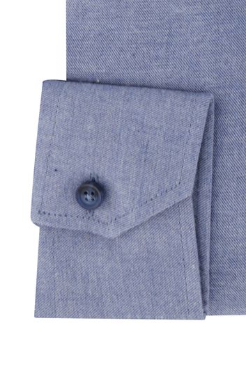 Ledub overhemd mouwlengte 7 Modern Fit normale fit blauw katoen