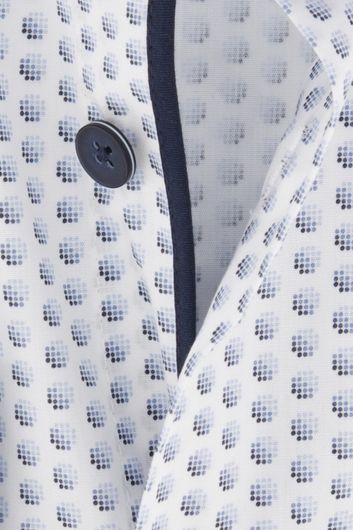 casual overhemd Ledub wit geprint katoen slim fit 