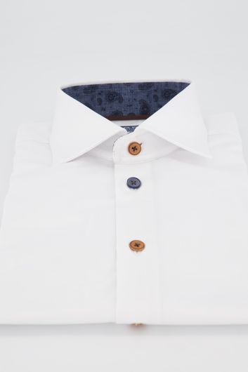 Ledub business overhemd Slim Fit slim fit wit effen katoen strijkvrij