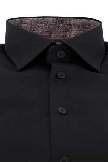 Ledub business overhemd Modern Fit normale fit zwart uni