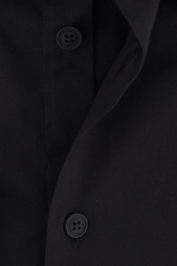 business overhemd Ledub Modern Fit zwart effen katoen normale fit 