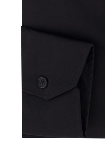 business overhemd Ledub Modern Fit zwart effen katoen normale fit 