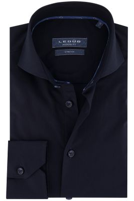 Ledub Ledub business overhemd Modern Fit  diepblauw effen katoen