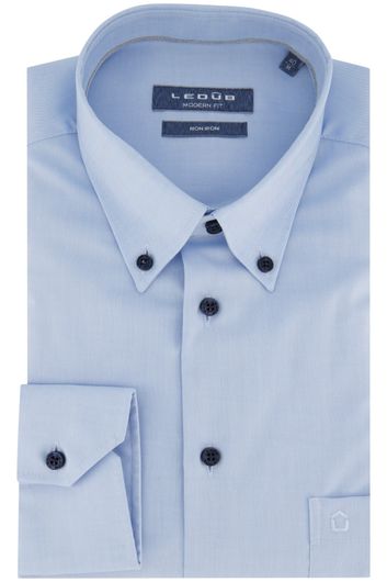 business overhemd Ledub Modern Fit lichtblauw effen katoen normale fit 