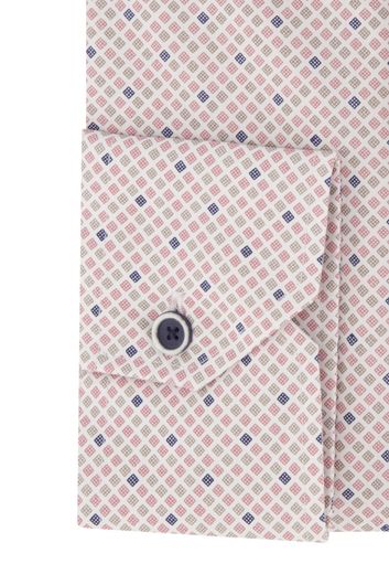 business overhemd Ledub Modern Fit roze geprint katoen normale fit 