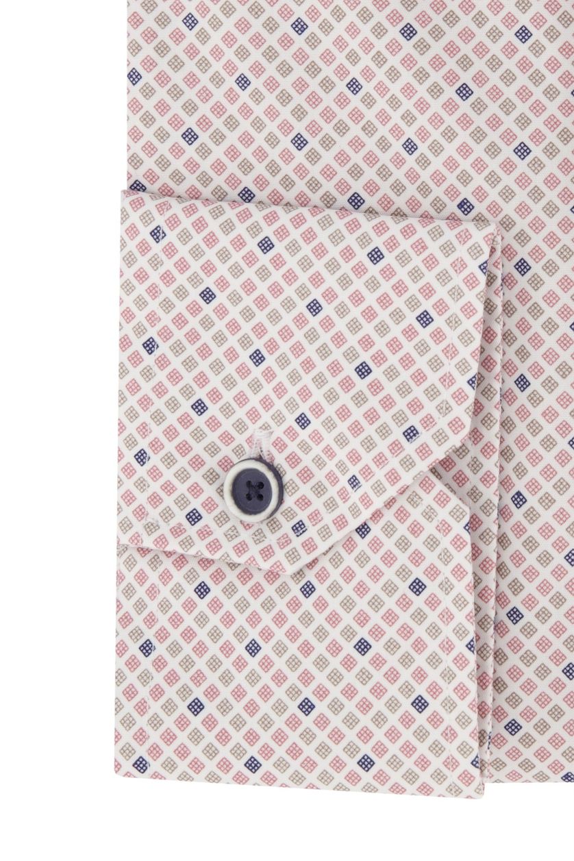 Ledub business overhemd Modern Fit roze met multicolor print