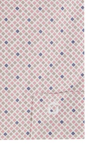 Ledub overhemd normale fit roze met blauwe print katoen