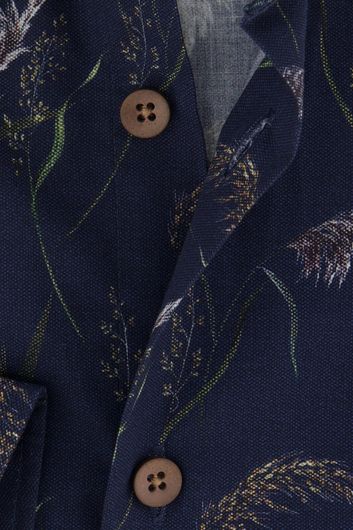 business overhemd Ledub Modern Fit donkerblauw geprint katoen normale fit 