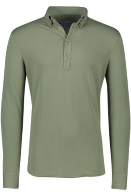Ledub Ledub business overhemd groen uni katoen normale fit