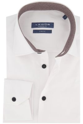 Ledub Ledub zakelijk overhemd Modern Fit normale fit wit uni katoen