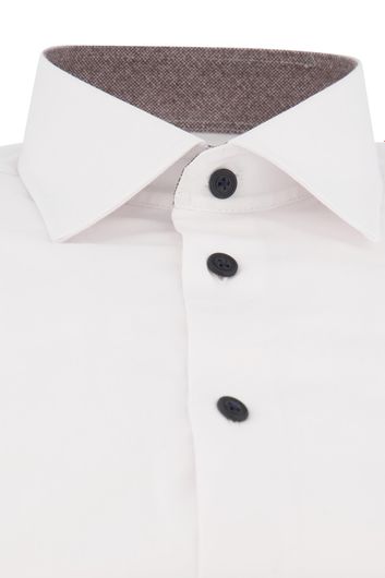 business overhemd Ledub Modern Fit wit effen katoen normale fit 