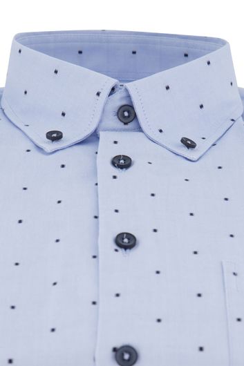 casual overhemd Ledub Modern Fit blauw geprint 100% katoen normale fit 