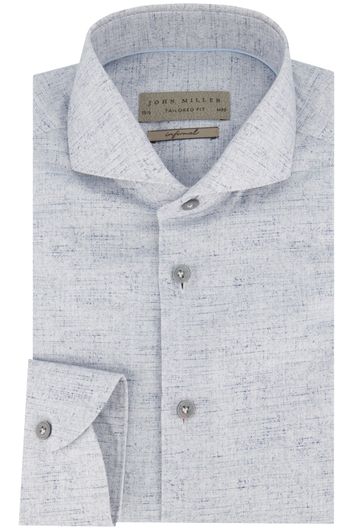 Blauw John Miller business overhemd tailored fit normale fit geprint katoen