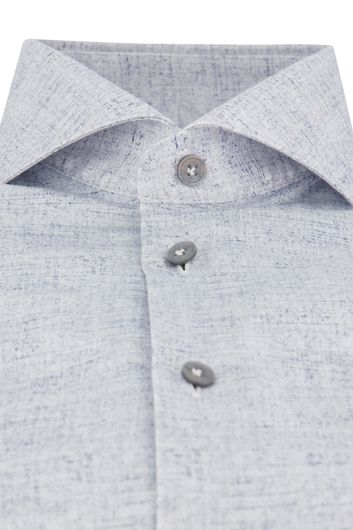 Blauw John Miller business overhemd tailored fit normale fit geprint katoen