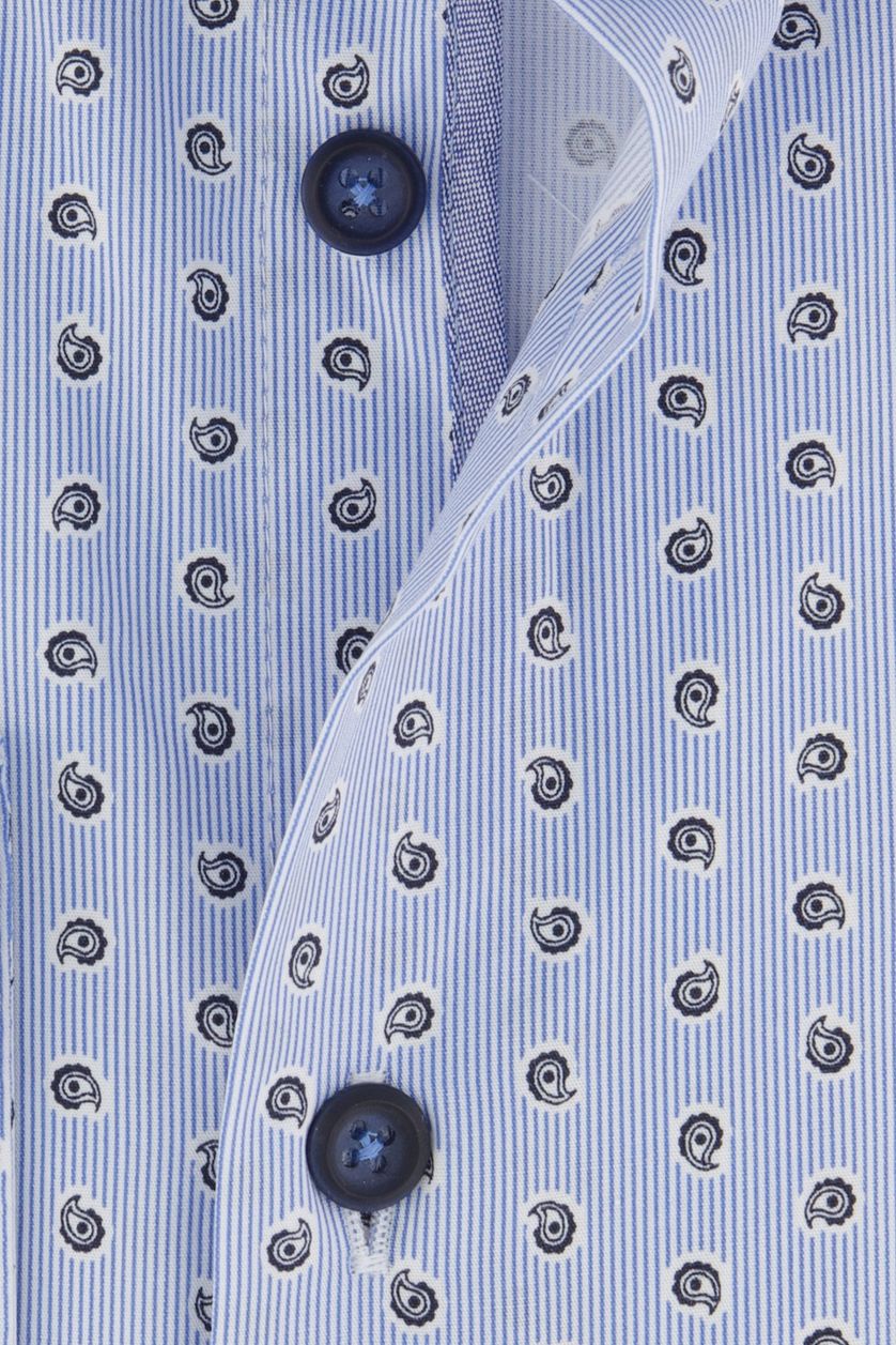 Ledub business overhemd Modern Fit lichtblauw gestippeld katoen normale fit