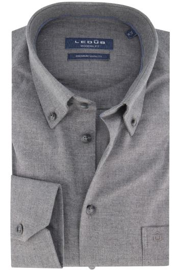 Ledub business overhemd Modern Fit normale fit grijs effen katoen