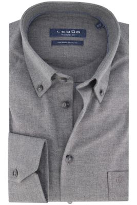 Ledub Ledub business overhemd Modern Fit normale fit grijs effen katoen