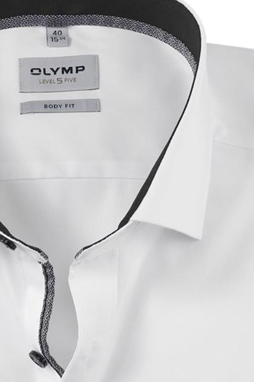 Witte effen Olymp business overhemd Level Five katoen