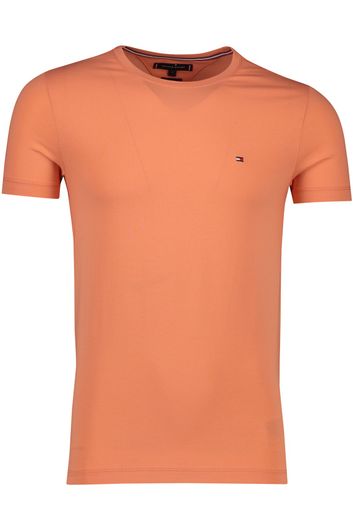 Tommy Hilfiger t-shirt peach effen extra slim fit katoen