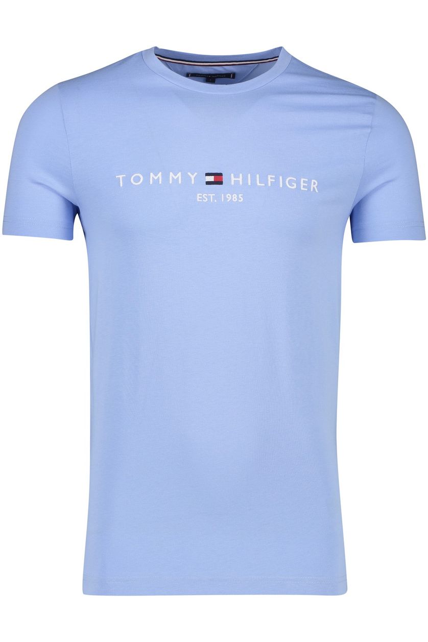 Tommy Hilfiger t-shirt katoen lichtblauw opdruk slim fit