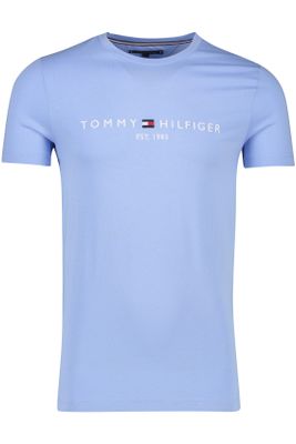 Tommy Hilfiger Tommy Hilfiger t-shirt lichtblauw opdruk slim fit katoen