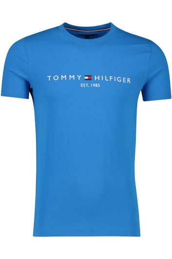 Tommy Hilfiger t-shirt blauw opdruk slim fit katoen