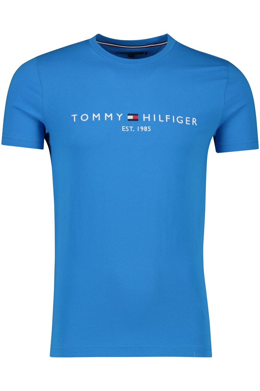 Tommy Hilfiger t-shirt katoen blauw opdruk slim fit 