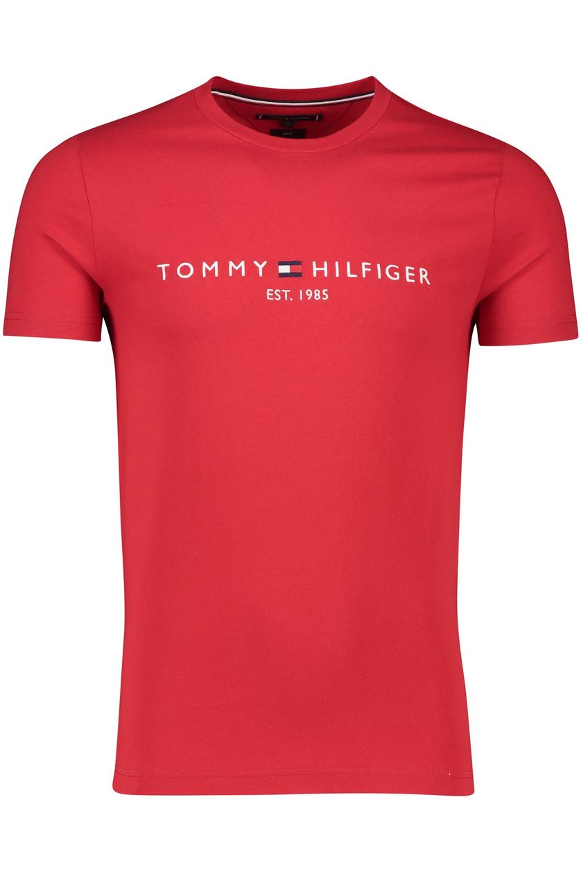 Tommy Hilfiger t-shirt katoen rood opdruk slim fit