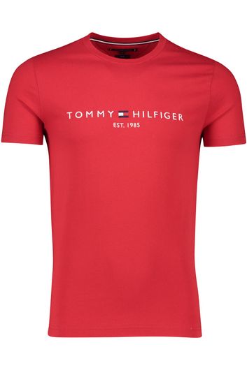 Tommy Hilfiger t-shirt rood opdruk slim fit katoen