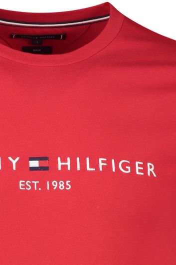 Tommy Hilfiger t-shirt rood opdruk slim fit katoen