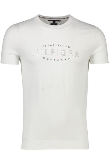 Tommy Hilfiger t-shirt wit opdruk slim fit katoen