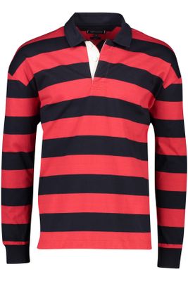 Tommy Hilfiger Tommy Hilfiger rugby trui normale fit rood donkerblauw gestreept katoen