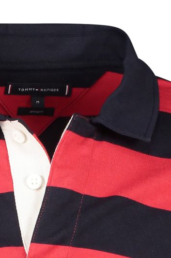 Tommy Hilfiger rugby trui rood navy gestreept