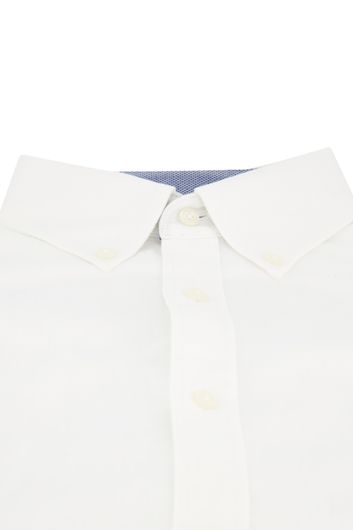 Tommy Hilfiger casual overhemd korte mouw normale fit wit effen katoen linnen