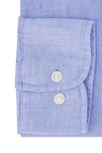 Tommy Hilfiger casual overhemd normale fit blauw effen 100% linnen