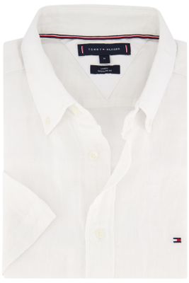 Tommy Hilfiger Tommy Hilfiger casual overhemd korte mouw normale fit wit effen linnen