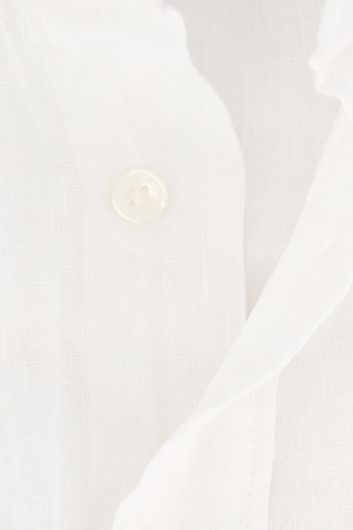 Linnen korte mouwen overhemd Tommy Hilfiger casual normale fit wit effen linnen