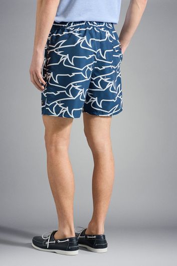 Paul & Shark zwembroek donkerblauw haaien print 