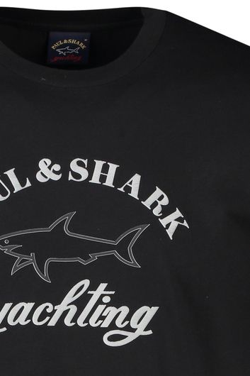 Paul & Shark t-shirt zwart effen ronde hals wijde fit