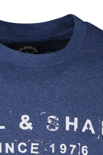 Paul & Shark ronde hals t-shirt blauw opdruk