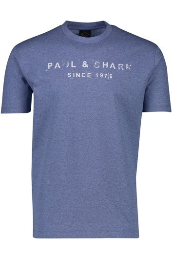 Paul & Shark t-shirt lichtblauw effen ronde hals met opdruk