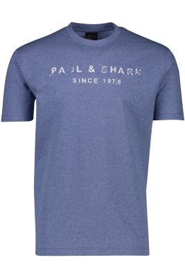Paul & Shark Paul & Shark t-shirt lichtblauw effen ronde hals met opdruk